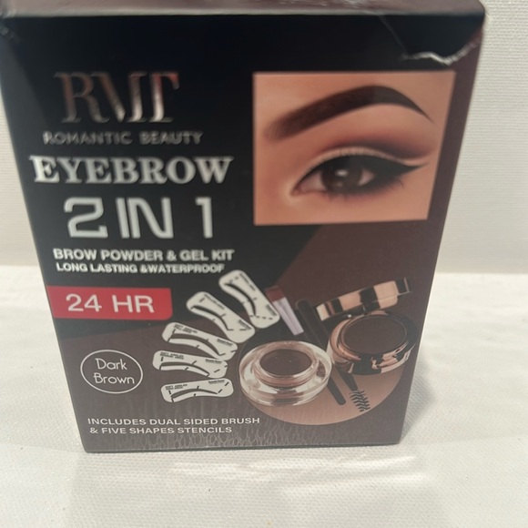 RMT Romantic Beauty Eyebrow 2 in 1 Brow Powder & Gel Kit in Dark Brown. - Picture 2 of 5